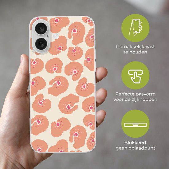 Telefoonhoesje Geschikt voor Apple Iphone 16 hoesje - Bloem - Patroon - Abstract - Siliconen Telefoonhoesje Telefoonhoesje
