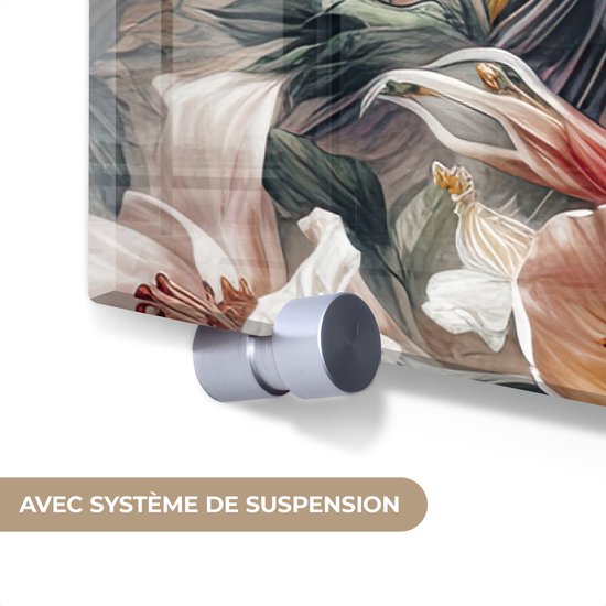 MuchoWow® Peinture sur verre 90x60 cm - Peinture sur verre - Colibri - Vogels - Fleurs - Nature - Photo sur verre acrylique - Peintures