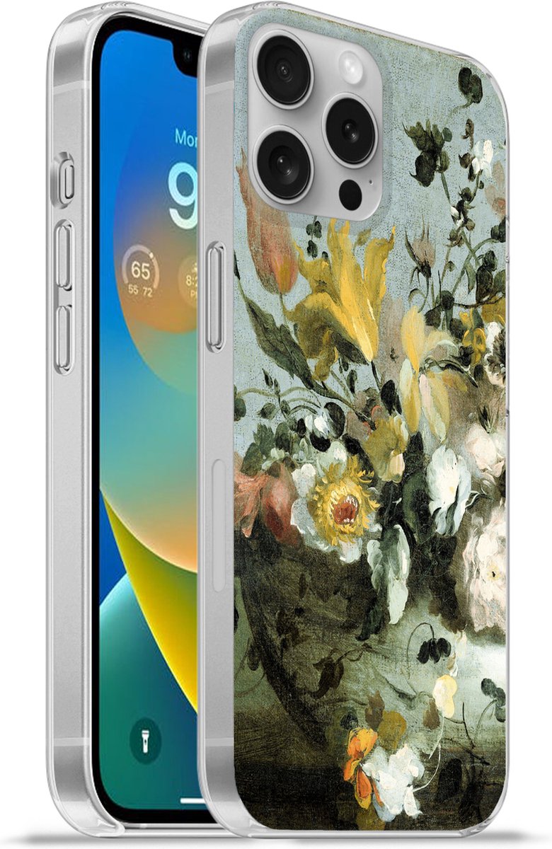 Telefoonhoesje Geschikt voor Apple Iphone 16 Pro Max hoesje - Bloemen - Oude meesters - Barok - Siliconen Telefoonhoesje Telefoonhoesje