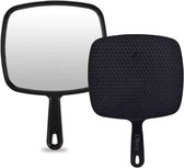 Miroir à main avec poignée – Miroir de rasage – Miroir de maquillage – Surface miroir 20 x 13 cm – Miroir de coiffure – Zwart