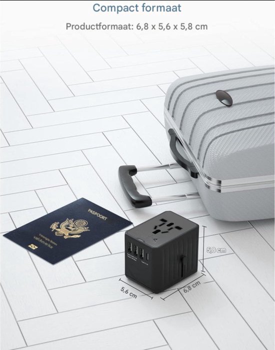 Wandoplader, veiligheidsstekker 3 poorten 65 W, USB A