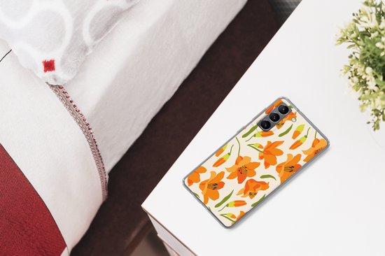 Étui téléphonique Convient pour Samsung Galaxy S21 étui - Fleurs - Lys - Motifs - Étui téléphonique Siliconen Étui téléphonique