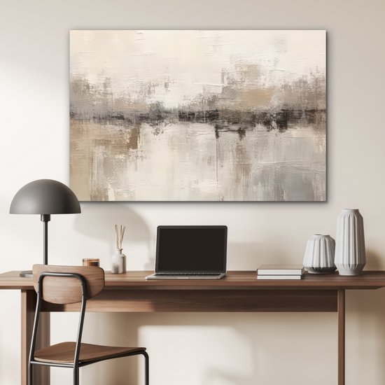 Tableau aluminium 120x80 cm - Décoration murale métal - Art moderne - Abstrait - Beige - Décoration murale métal salon - Décoration industrielle - Photo sur dibond - Accessoires industriels chambre