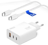 Chargeur USB-C 65W 3 Portes avec Câbles USB C vers USB C 1 Mètre - Chargeur Rapide