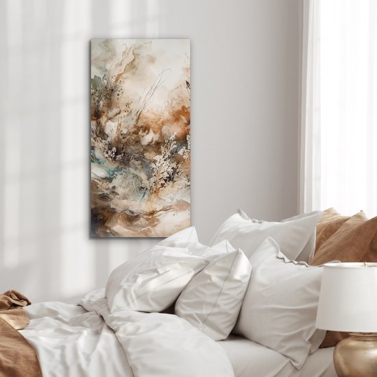 Tableau aluminium 40x80 cm - Décoration murale métal - Abstrait - Beige - Peinture - Art - Nature - Fleurs - Décoration murale métal salon - Décoration industrielle - Photo sur dibond - Accessoires industriels chambre