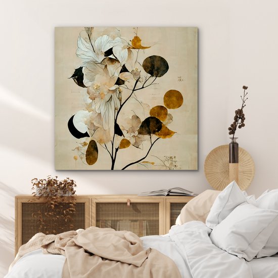 Décoration murale Métal - Peinture Aluminium Industriel - Fleurs - Feuilles - Arbre - Pastel - 90x90 cm - Dibond - Photo sur aluminium - Décoration murale industrielle - Pour le salon/chambre