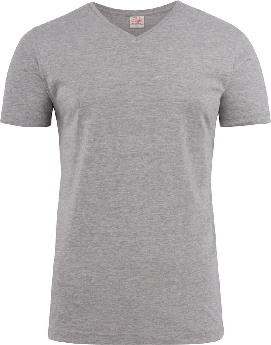 Printer T-shirt Heavy V-hals Man 2264024 Grijs-Melange - Maat S