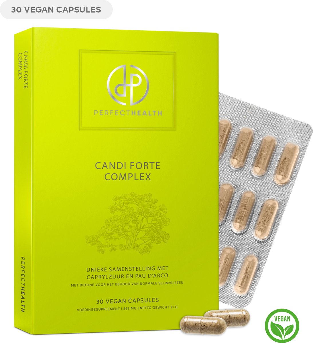 Goedkoopste Perfect Health - Biotine Caprylzuur 750mg - Candida Support - Darmflora Herstellen - 30 Capsules - Hoge Dosering - Vegan Supplement