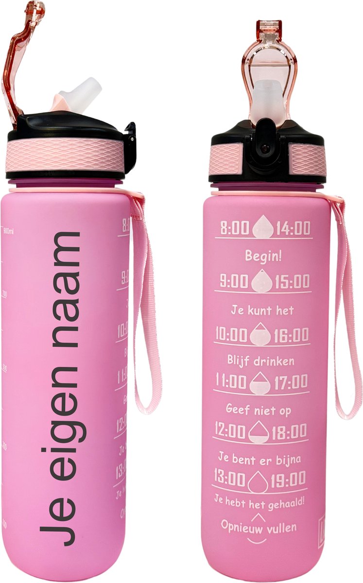 Bol.com LaCardia Waterfles met Eigen Naam 1 Liter - Drinkfles met Fruitfilter & Tijdmarkering - BPA vrij - Drinkbus Voor Kindere... aanbieding