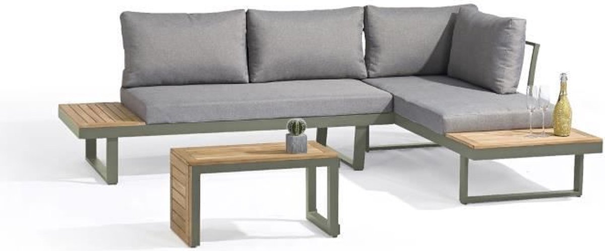 Modulair tuinmeubilair - Kaki - Acaciahout en aluminium - DCB GARDEN - 4 zitplaatsen - TOKYO