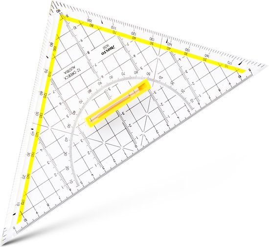 Aristo tekendriehoek - schaalverdeling 22cm - onbuigzaam - transparant - met afneembare greep - AR-1650/4