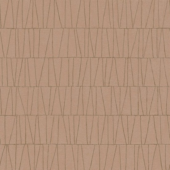 Papier peint graphique Profhome 395065-GU papier peint intissé structuré avec des formes géométriques et des accents métalliques rose bronze 5,33 m2