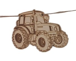 WoodR 6 mm dik houten duurzame tractor verjaardagen geboorte vlaggenlijn Houten vlaggenlijn met naam 3 karakters - kraamcadeau - vlaggenlijn - naam cadeau -