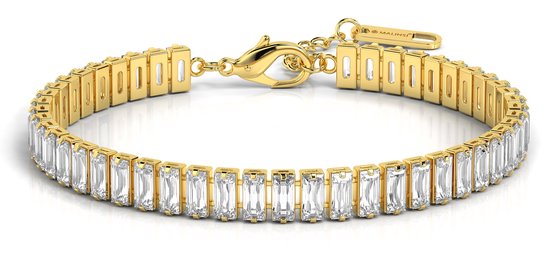 Malinsi® Armband Dames Tennis Gold Plated RVS - Verstelbaar Armbandje 17 tot 20.5cm - Sieraden Armbanden Vrouw - Cadeau voor haar