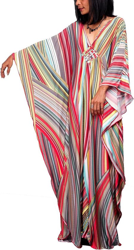 Dames zomer lange kaftan maxi bohemian jurk strand cover-up kimono één
