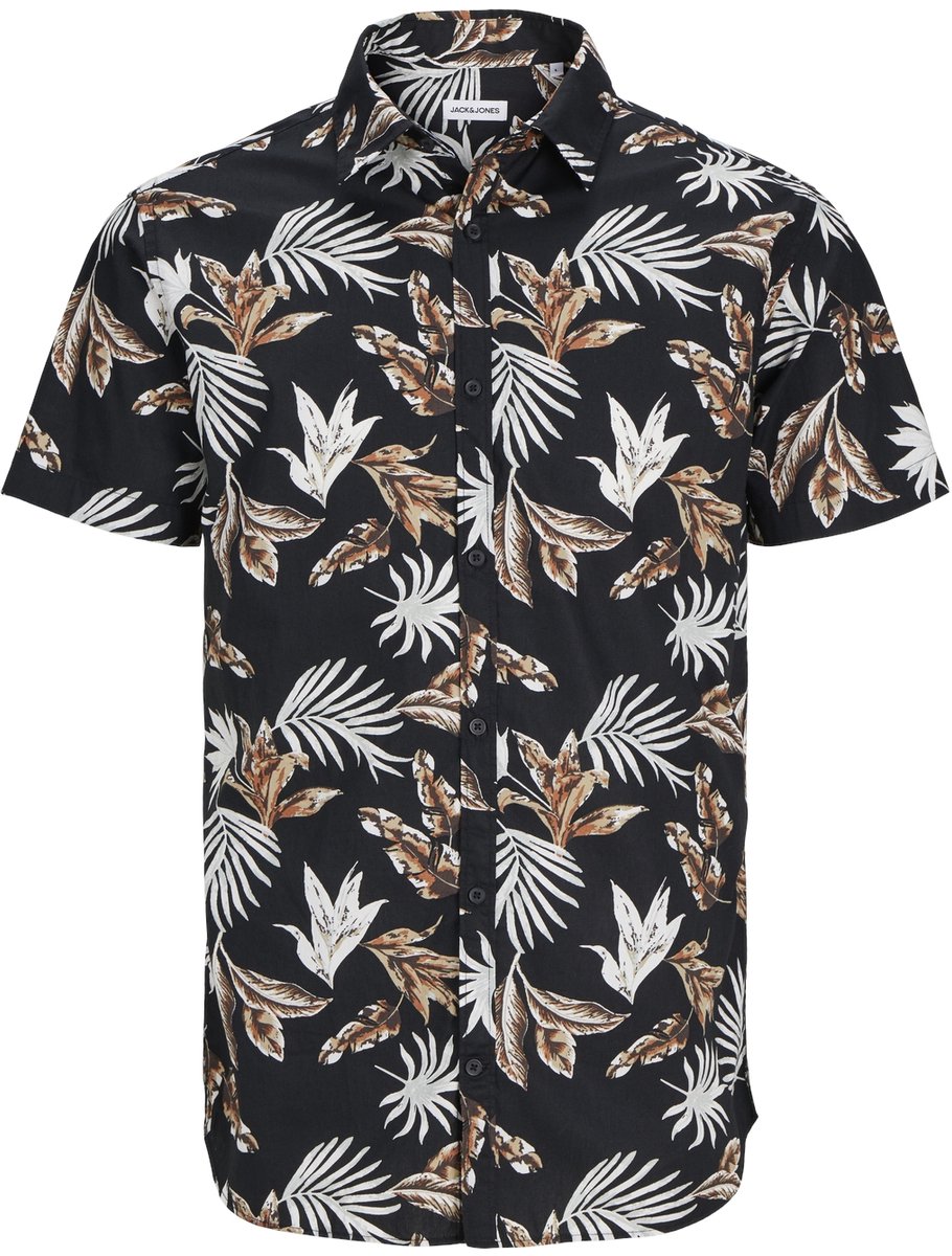 JACK&JONES JJJOSHUA FLORAL SHIRT ZWART 4XL