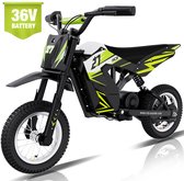 RCB Elektrische kindermotor | 36V Cross Bike Off-road| 3 Versnellingen (8/12/25 km/u)| | Groente/Zwart