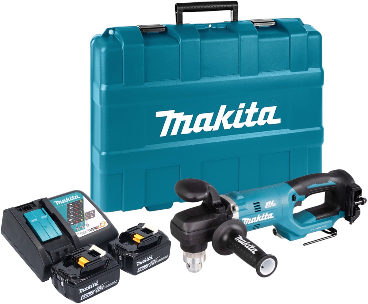 Makita DDA 450 RGK accu haakse boormachine 18 V 70 Nm borstelloos + 2x accu 6.0 Ah + lader + koffer
