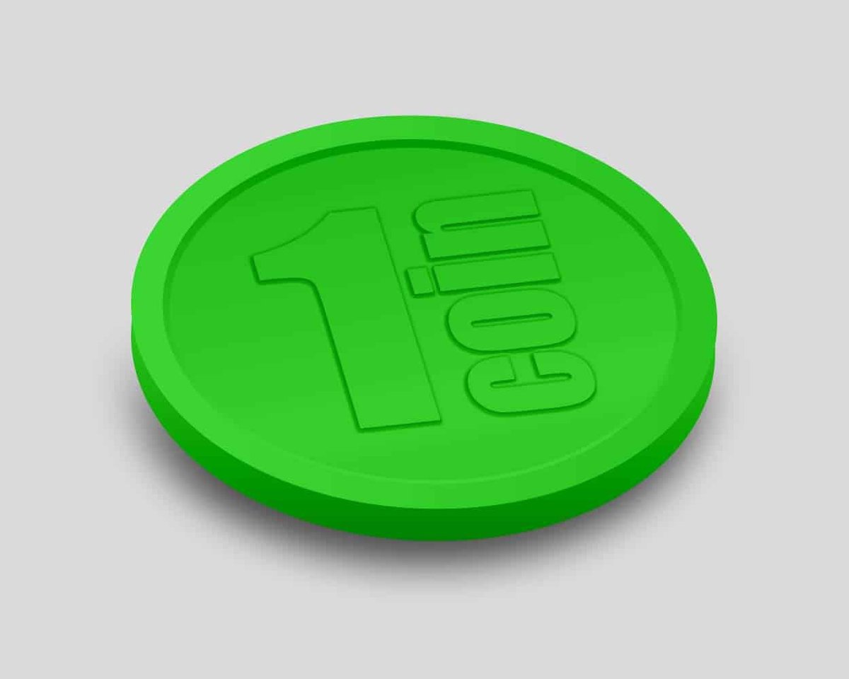 Reliëfmunten 1 Coin 29mm / Consumptiemunten / Betaalmunten (per 250 stuks) - FLUOR GROEN