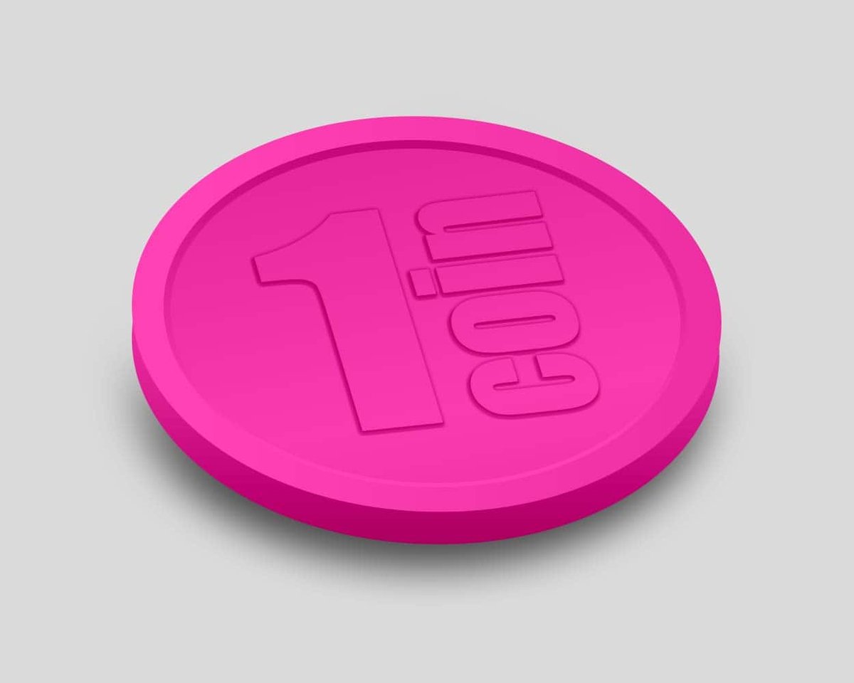 Reliëfmunten 1 Coin 29mm / Consumptiemunten / Betaalmunten (per 250 stuks) - FLUOR ROZE