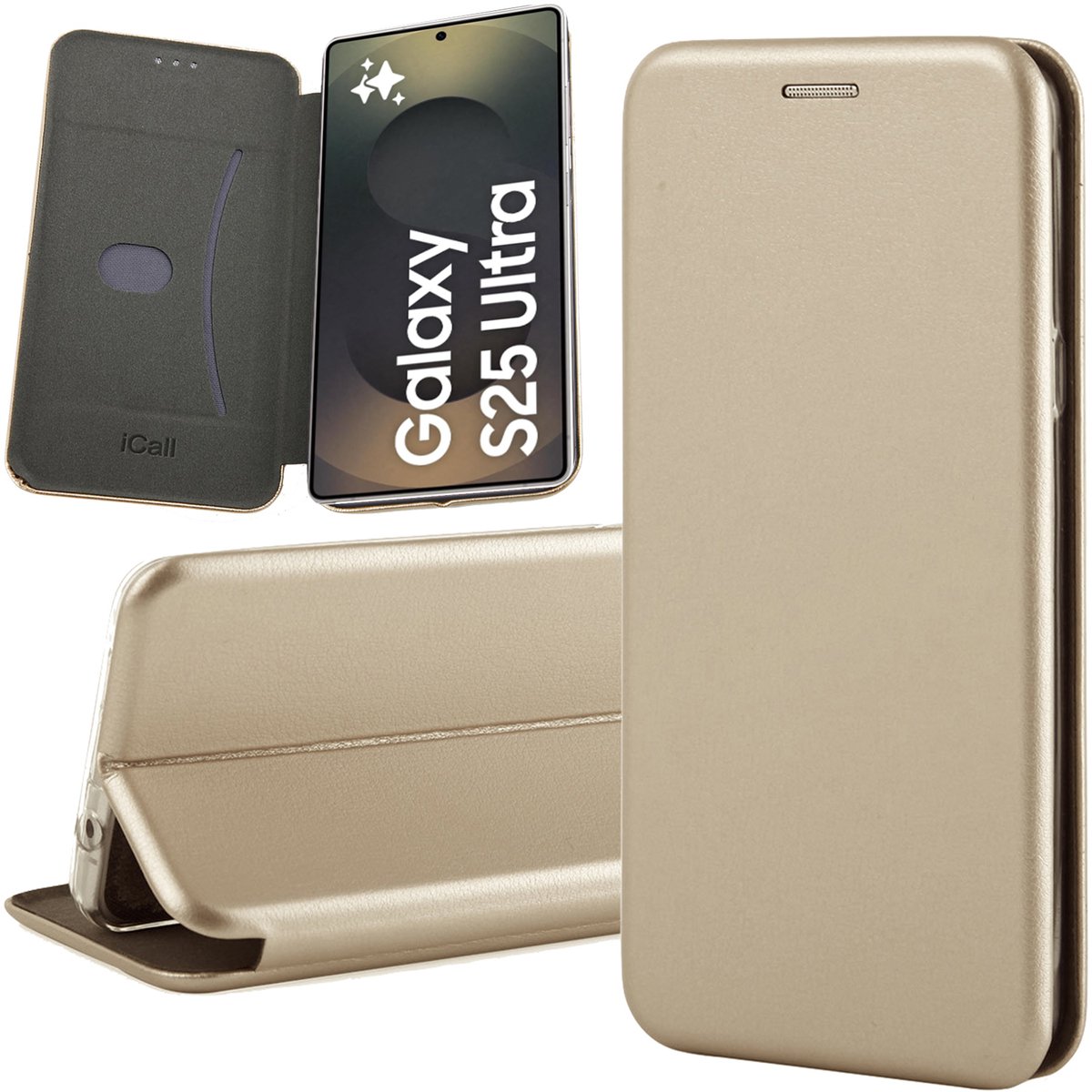 Hoesje geschikt voor Samsung Galaxy S25 Ultra - Wallet Book Case Goud