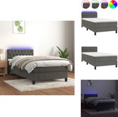 vidaXL Lit Velours Gris foncé 203x90x78/88cm - Matras à ressorts ensachés 90x200x20cm - Surmatelas 90x200x5cm - Éclairage LED coloré - Lit
