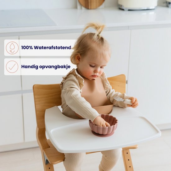Funnies Siliconen Stone Green Slab 3-Pack - Set van 3 Slabbetjes - Slabbers met Opvangbakje - 30 x 24cm - Zacht, Flexibel en Makkelijk Schoon te Maken - Verstelbare Pasvorm voor Baby’s en Peuters - Ideaal voor Voeden zonder Knoeien — afbeelding 3