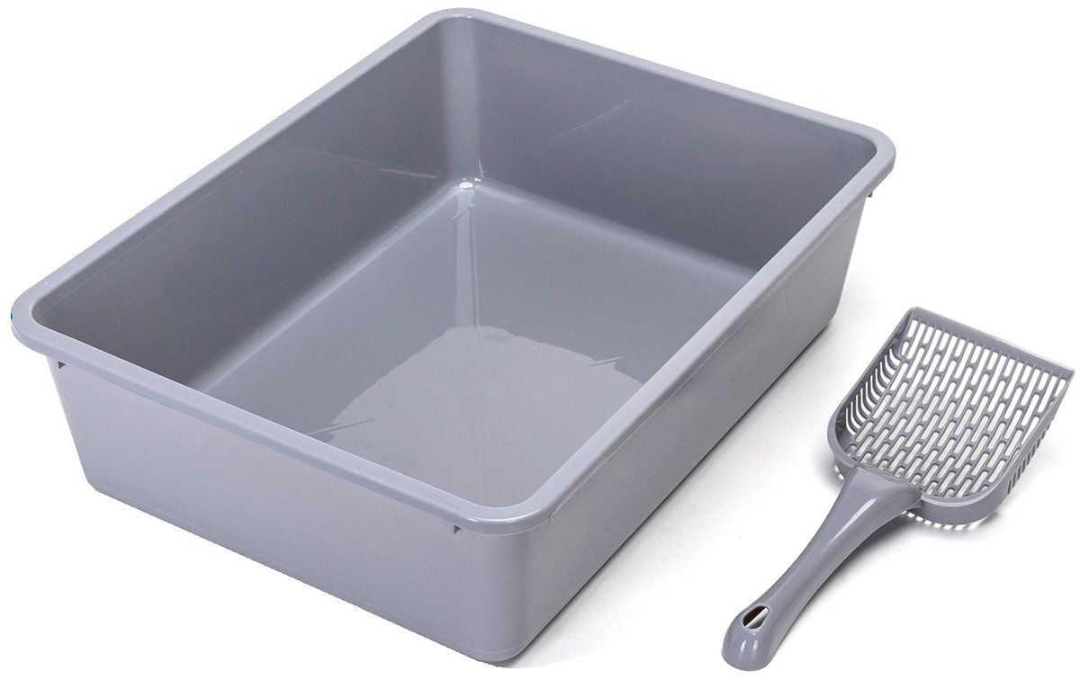 Nobleza Open Kattenbak met Schepje - Kattentoilet - 43 x 32,5 x 12 cm - Grijs