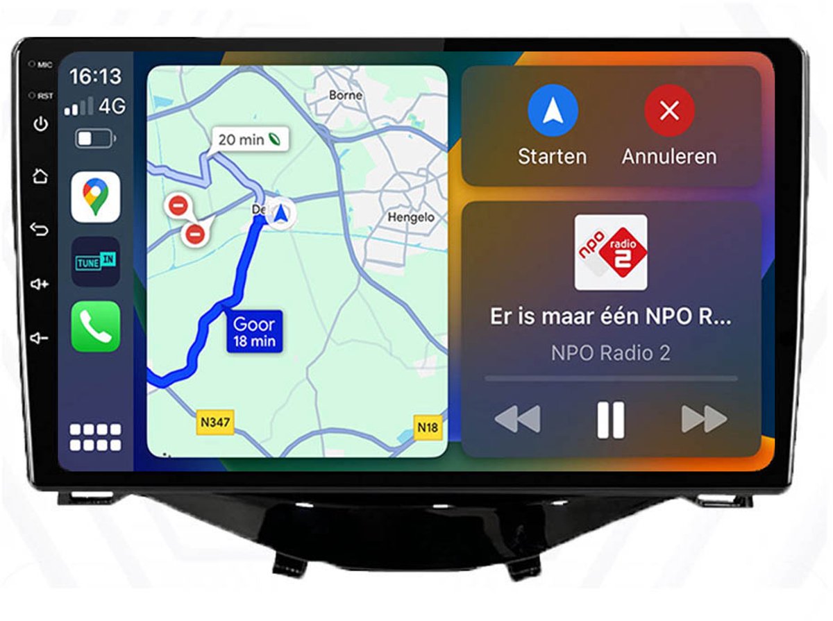 BG4U - Android navigatie radio geschikt voor Citroen C1 Peugeot 108 Toyota Aygo met Apple Carplay en Android Auto