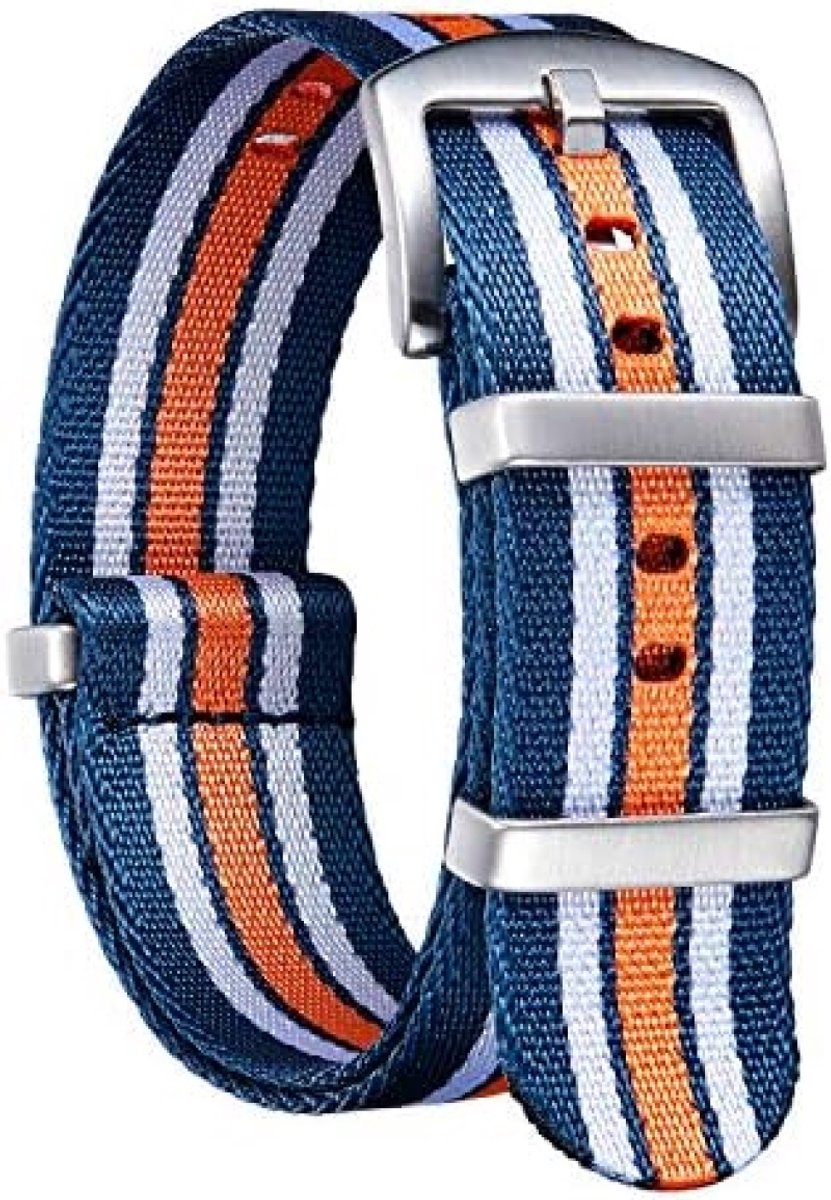 Militaire Nylon Vervanging Horlogeband met Zwart-Zilver Roestvrij Staal Gesp Mannen Vrouwen 20 Kleuren 18mm 20mm 22mm 24mm (Upgrade Versie)