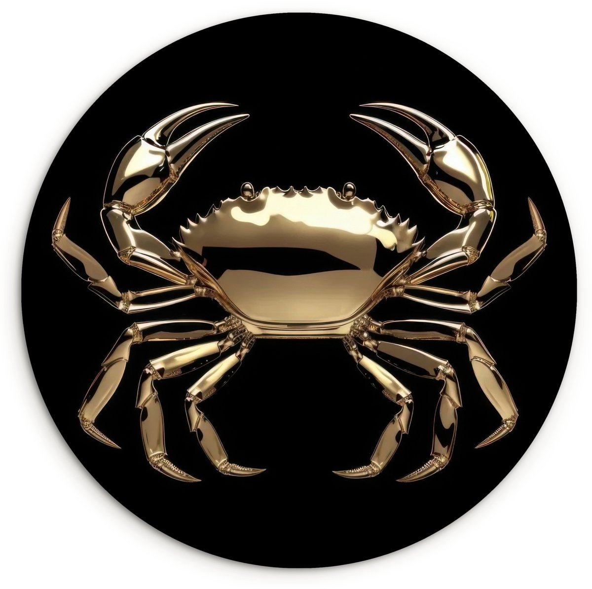 WallCircle Wandcirkel 120x120 cm - Muurcirkel Goud - Krab - Dieren - Zwart - Muurdecoratie woonkamer - Wanddecoratie slaapkamer - Kamer decoratie accessoires - Ronde schilderijen