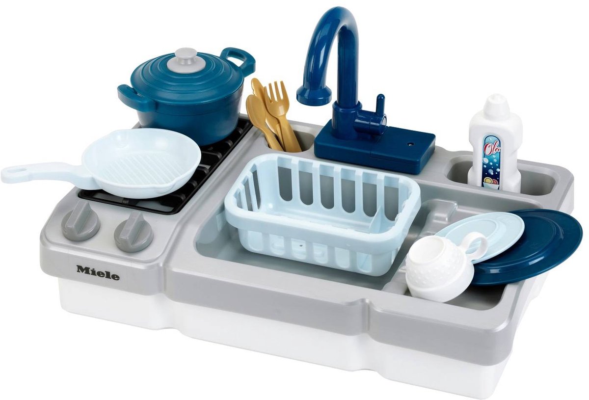 Klein Toys Miele speelgoed spoelbak met waterfunctie en kookplaat - blauw grijs — afbeelding 15