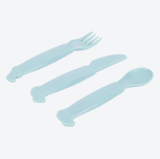 LÄSSIG Set Couverts Enfants 3 Pièces – Acier Inoxydable & Manches Colorés Happy Fruits – Cuillère, Fourchette, Couteau