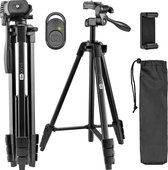Studio ME Telefoon Statief - 136 cm - Tripod Smartphone - Zwart - Camera Statief - Telefoonhouder - Incl. Bluetooth Afstandsbediening - Statief Telefoon