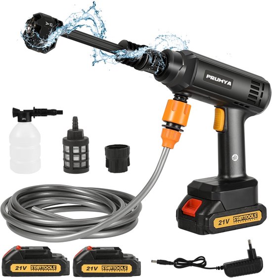 Krachtige 6-in-1 Draadloze Hogedrukreiniger – 3000 RPM – Inclusief 2x Accu + 1x Oplader – Professionele Reiniging voor Auto, Terras en Groenaanslag – Perfect voor Thuis en Outdoor Gebruik