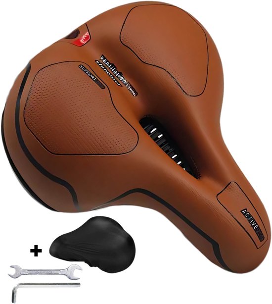 Selle de vélo Ventilation U Fit One - Découpe - Suspension de selle - Gel Comfort - Marron