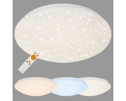 BRILONER Verb - Plafondlamp met sterrenhemel effect - dimbaar plafonniére - met afstandsbediening - CCT - 22W - Ø 39cm
