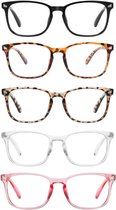 XYZ Eyewear Set de 5 Lunettes de lecture +2,00 € - Femme - Homme - Lunettes de lecture - Trendy - Lunettes de lecture - Lunettes de lecture avec correction - Valeur - Élégant - Avec correction +2,00 €