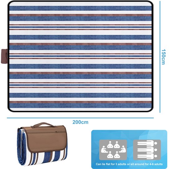 YONO Couverture de pique-nique imperméable - 200 x 150 cm - Couverture de pique-nique - Serviette de plage - Couverture d'extérieur XL