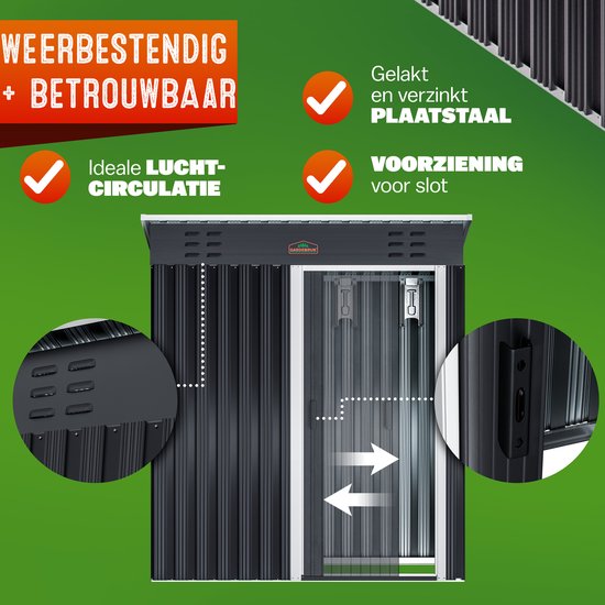 Abri de jardin acier zingué 164x84x182cm porte coulissante cabane outils cadenas