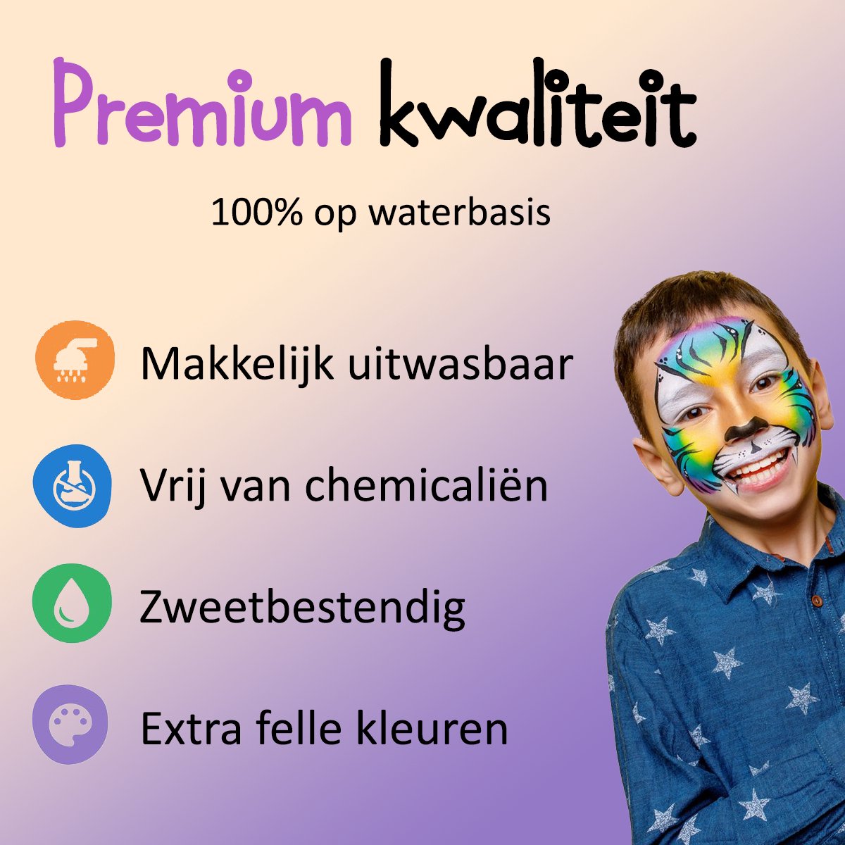 CREACOL Schminkset - 16 Kleuren Grimas Schmink Kinderen - Grime Schmink - Met Bio Gliters & Haarkrijt — afbeelding 8