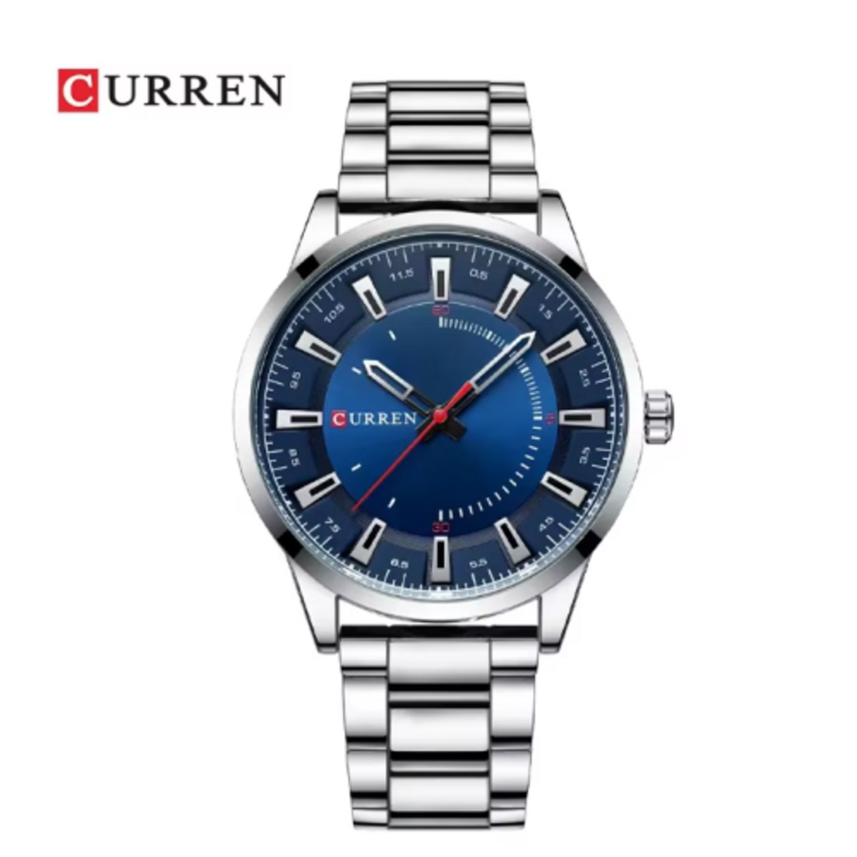 Curren - Horloge - Herenhorloge - Quartz - Blauwe Wijzerplaat - Zilveren Band - 45mm - 8406