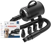 JC Pets Professionele Hondenföhn - 2800W Krachtige Waterblazer voor Honden - Inclusief 4 Opzetstukken - Stil Model met Geluiddemper - Robuuste Metalen Compacte Behuizing