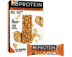 BE-KIND Proteïne Notenreep - Crunchy Pindakaas - Glutenvrij - 12x50g