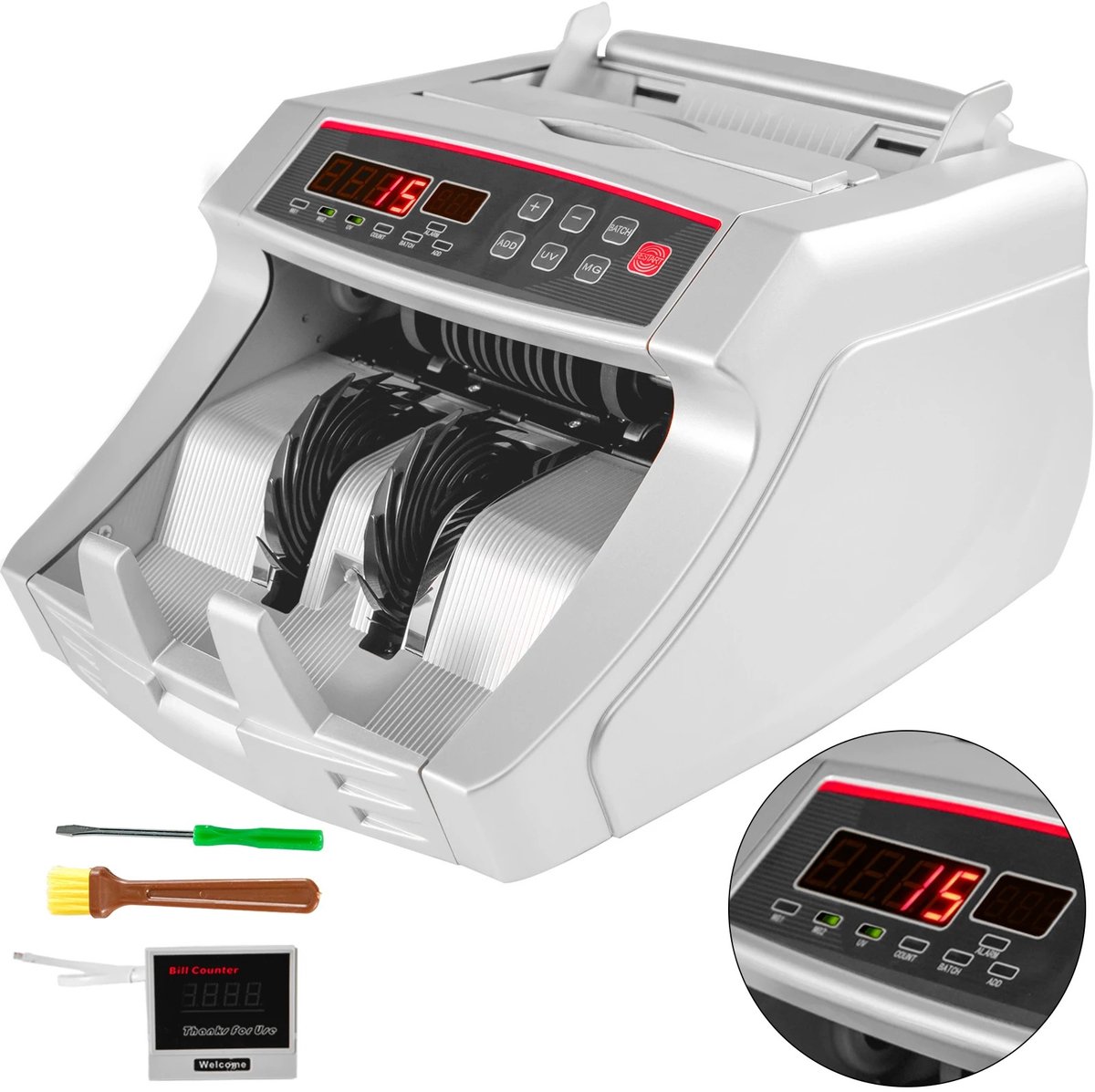 Geld Teller - Cash Teller - Biljetten Teller - Geld Tel Machine - Tel Machine - Wit - 1000/min - Alarm Modus