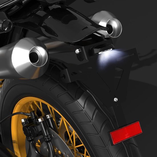 Support Plaque Moto Universel Avec Feu LED - Alliage Aluminium, Réglable