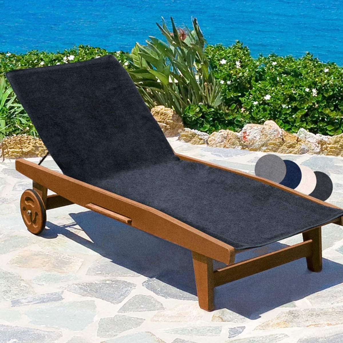 Zylo® Badstof Stoelhoes - Hoes voor Tuinstoel - Strandbed Badstof Hoes - Antraciet - 200cm