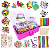 Kit de bricolage pour enfants de plus de 1 500 pièces - Créatif - Kit de bricolage - Coffret de bricolage - Bricolage pour Enfants- Accessoires de bricolage - Yeux mobiles - Plumes - Cure-pipes - Perles - Cadeau pour enfants