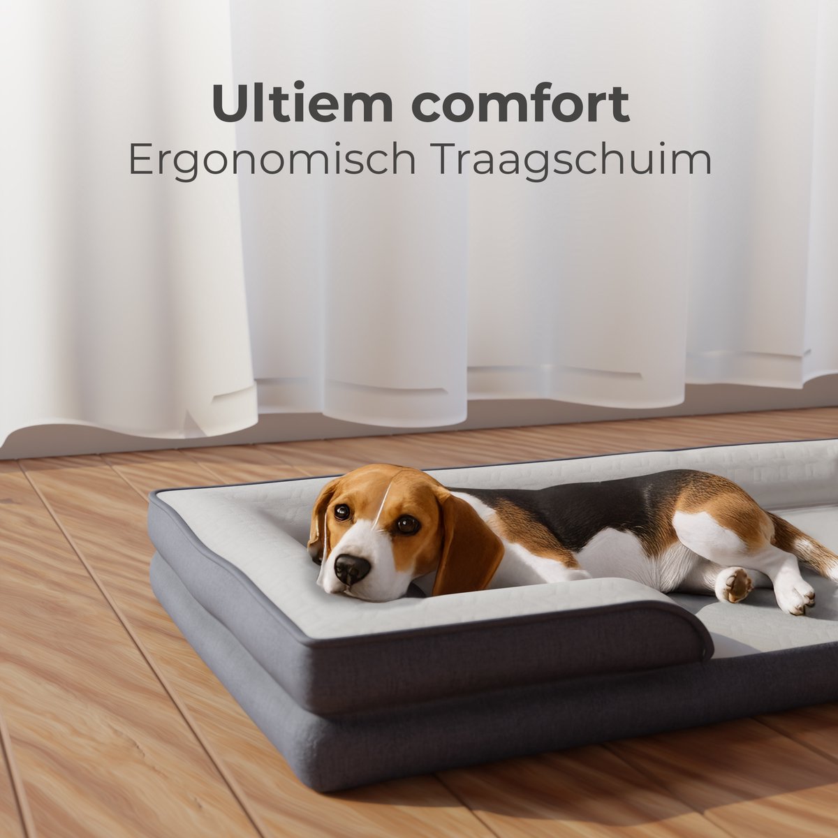 CozySense® Orthopedische Hondenmand 100 x 70 cm - Maat XL - Waterdicht Hondenbed met Wasbare Hoes - Geschikt Als Benchkussen - Wit – foto 4