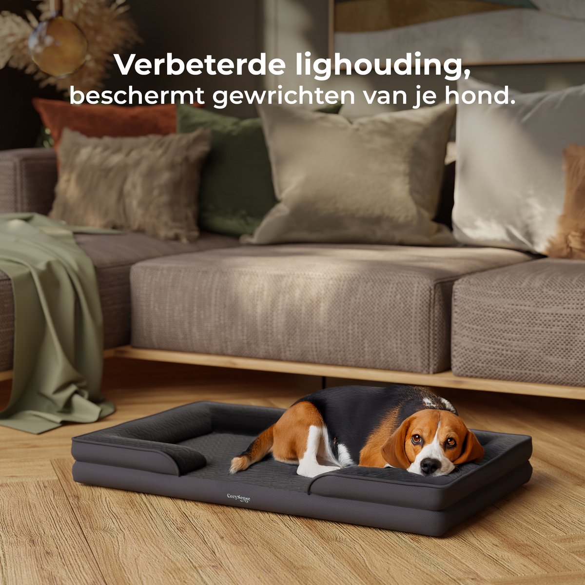 CozySense® Orthopedische Hondenmand 100x70 cm - Maat XL - Waterdicht Hondenbed met Wasbare Hoes - Geschikt Als Benchkussen - Zwart – foto 2